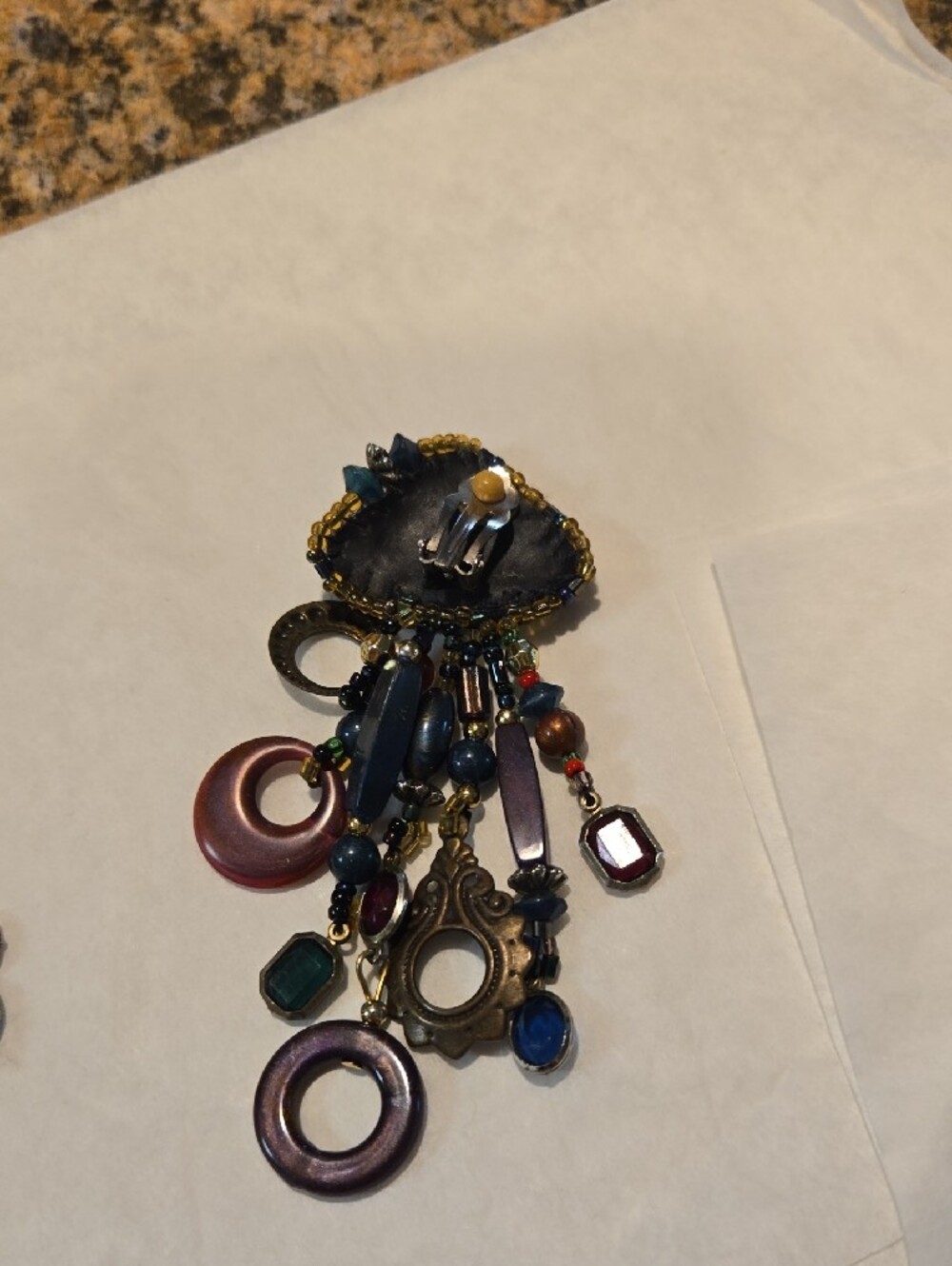 Bohemian Multi-Color Dangle Statement Earrings - Purple Accents - Picture 3 of 4
